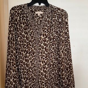 Banana Republic Animal Print Blouse - Brown and Cream